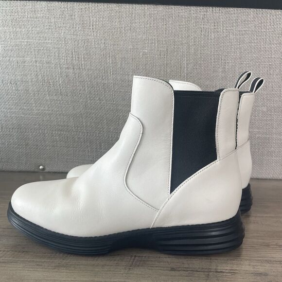 COLE HAAN | Original Grand White Leather Chelsea Boots Women's Sz 8B Waterproof - Picture 4 of 7